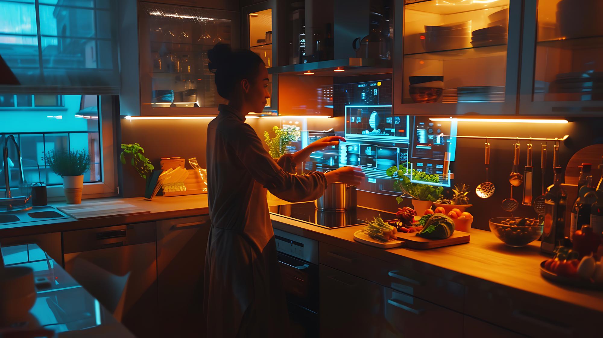 Ingresso studio cucina con luce futuristica